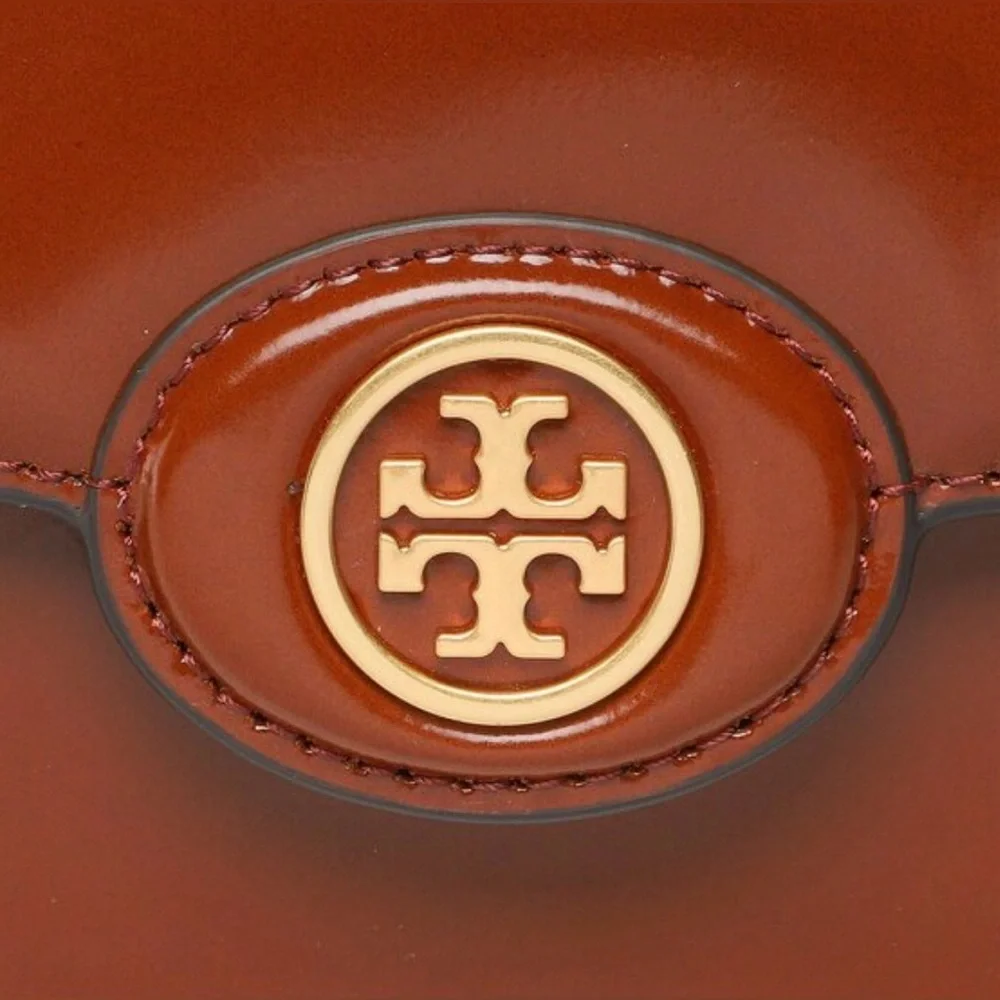 Tory Burch Cognac Leather Crossbody with Gold Logo